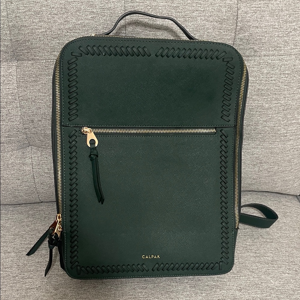 Calpak Forest Green Backpack with Gold Details